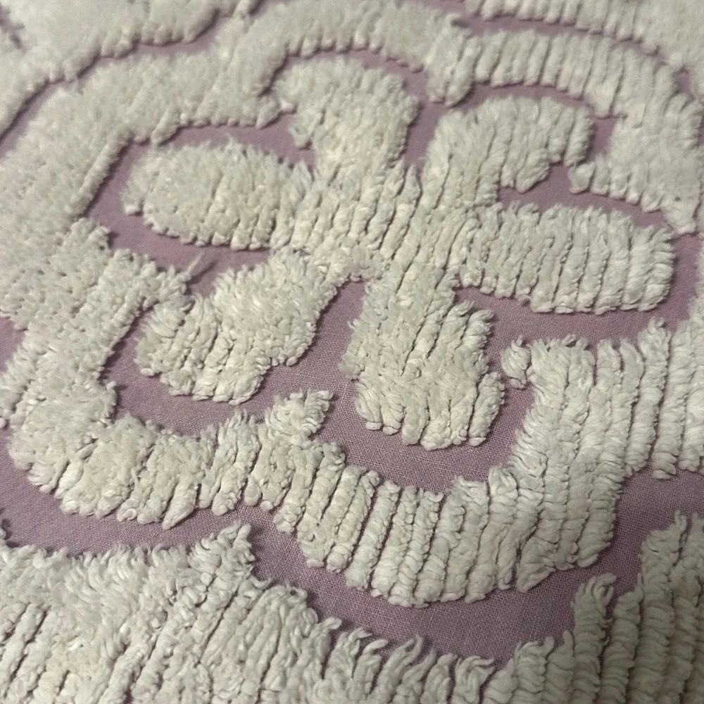 Vintage Chenille Bedspread Lavender Good Tufted Floral Fringe Boho Cottagecore